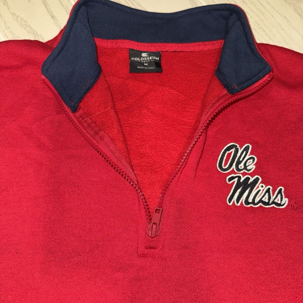 Colosseum Men's Or Women's Red Ole Miss Rebels Pullover Half Zip Size Medium
